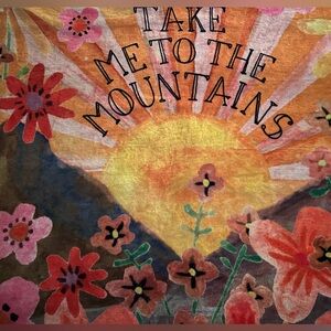 NATURAL LIFE Take Me to the Mountains Throw Blanket So Soft - Orange and Red